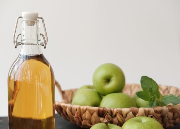 Apple vinegar Bottle of Homemade apple organic vinegar
