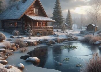 jezírko foto - zima