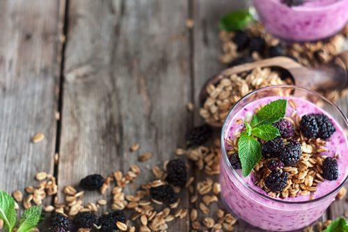 Smothie with granola background