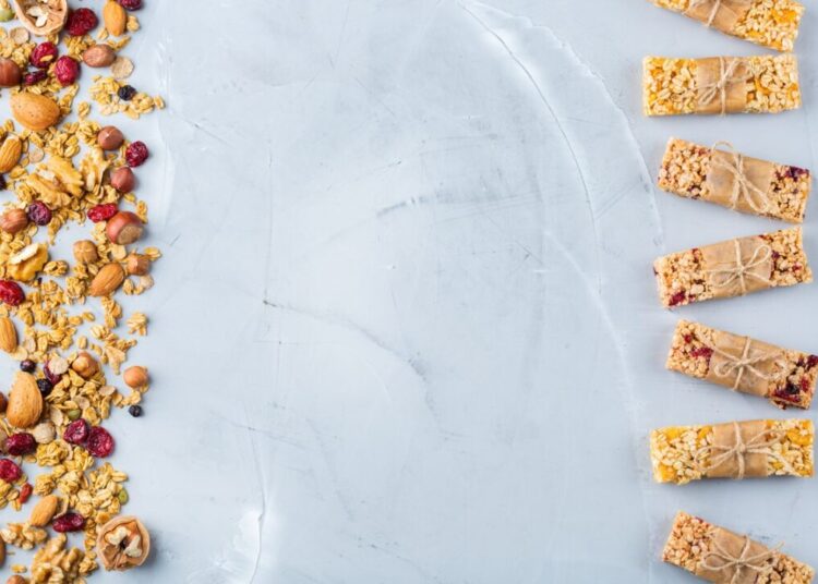 Healthy homemade cereal muesli granola bars for breakfast