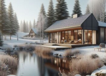 jezírko foto - sníh