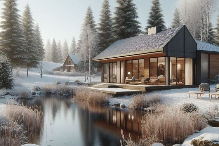 jezírko foto - sníh